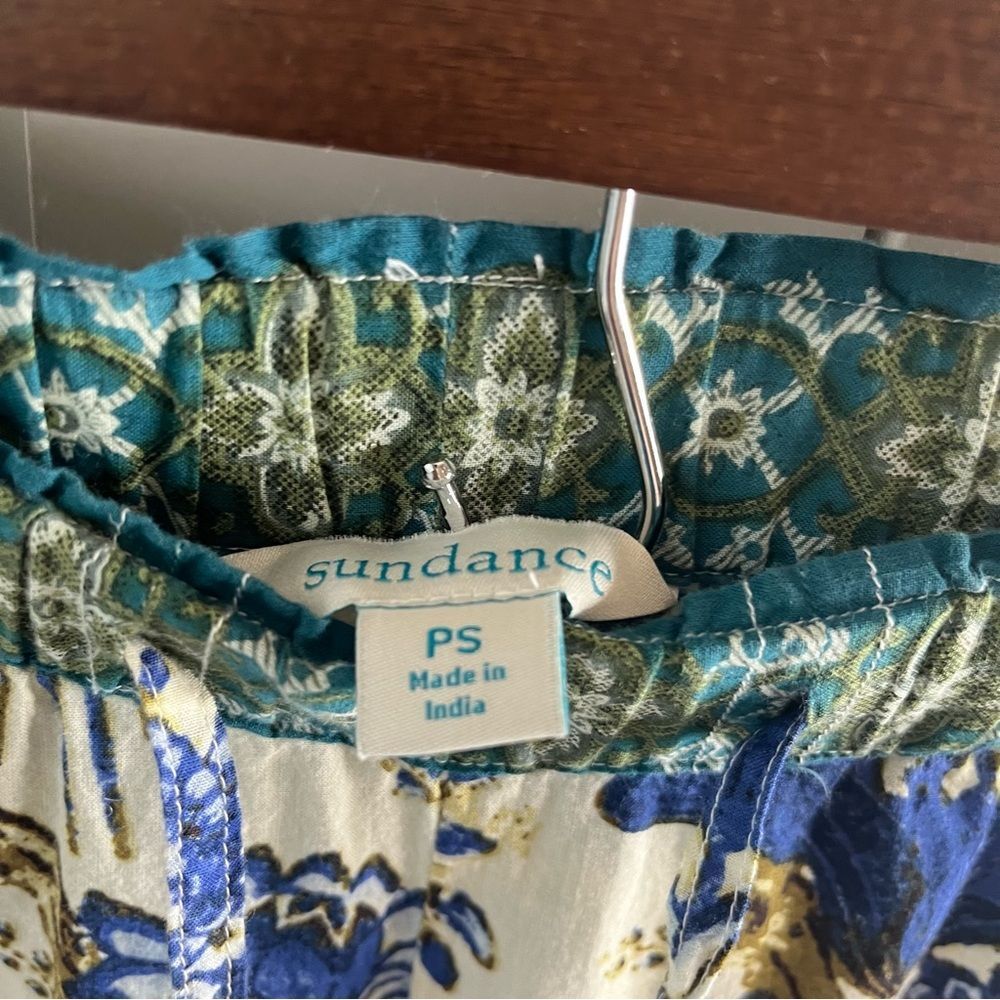 Sundance Cropped Leia Pants Floral Blue Relaxed Lounge Bohemian Peacock size SP - Picture 7 of 12
